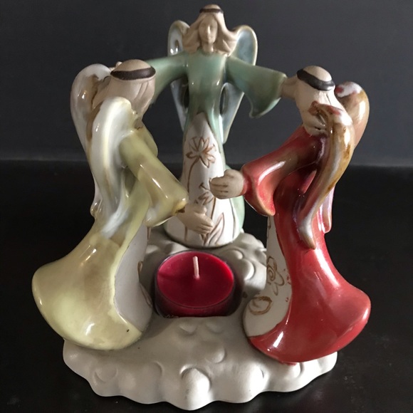 Vintage Other - Vintage Candleholder Three Dancing Angels Tealight